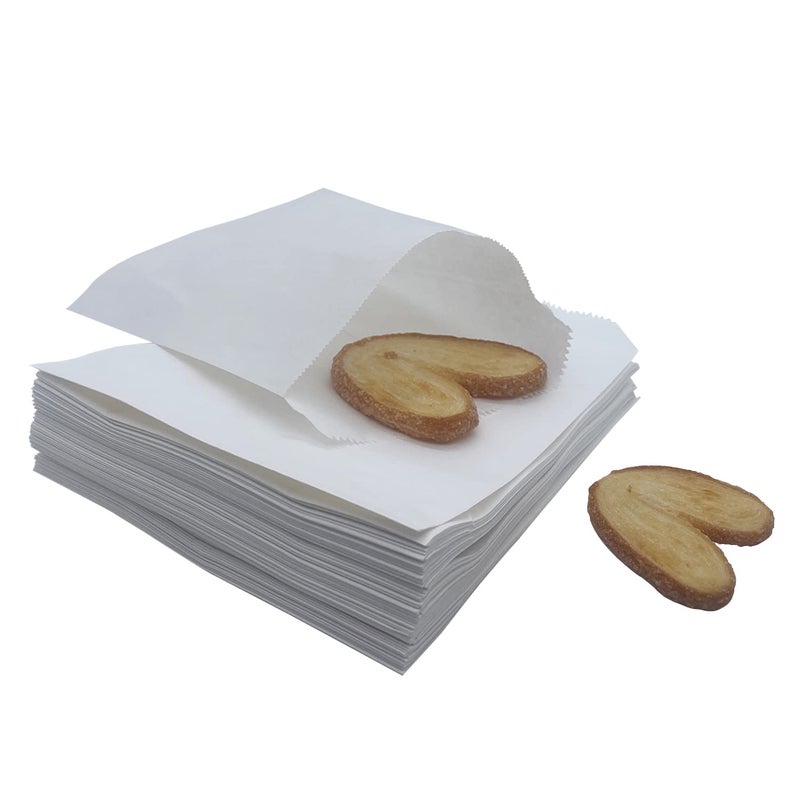 Amsthow Glassine Cookies Bags 5.12 x 6.3-inch Wax Paper Flat Treat White Paper Bags for Cookies, Pastries, Candies (100Pcs White) - Image 1